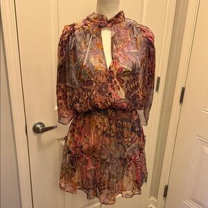 Misa Los Angeles Elegant Multicolor Chiffon Mini Dress.